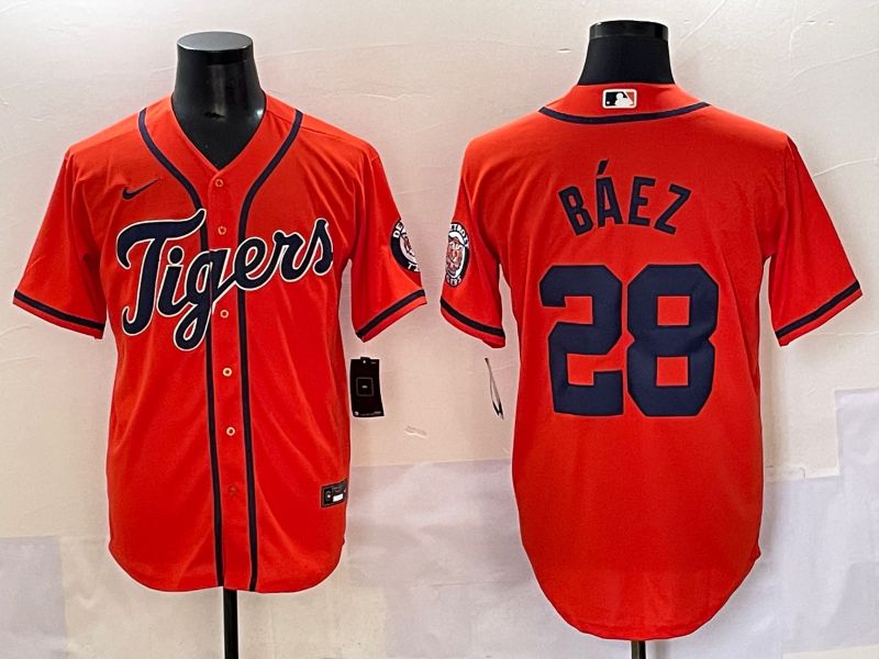 Men 2025 Detroit Tigers #28 Baez Orange Game Nike MLB Jersey style 1